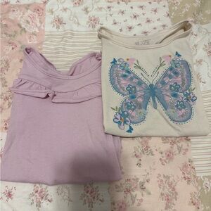 The Children's Place Cream and Lavender Butterfly Tee